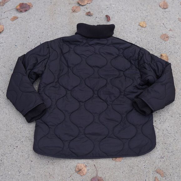 Lucky Brand Black Reversible Quilted Jacket Women’s M NWOT Full Zip Cozy Warm - Picture 3 of 15